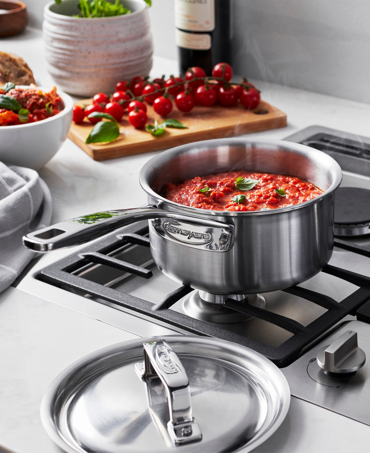 Demeyere Essential 5-ply 1.5qt Stainless Steel Saucepan With Lid In Silver