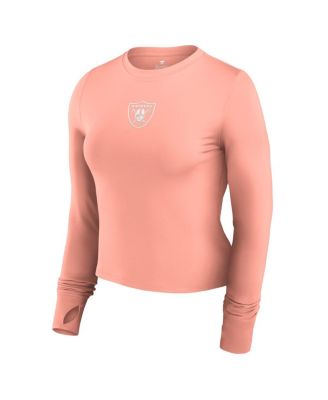 Women's Coral Las Vegas Raiders Studio Fitted Long Sleeve Gym Top