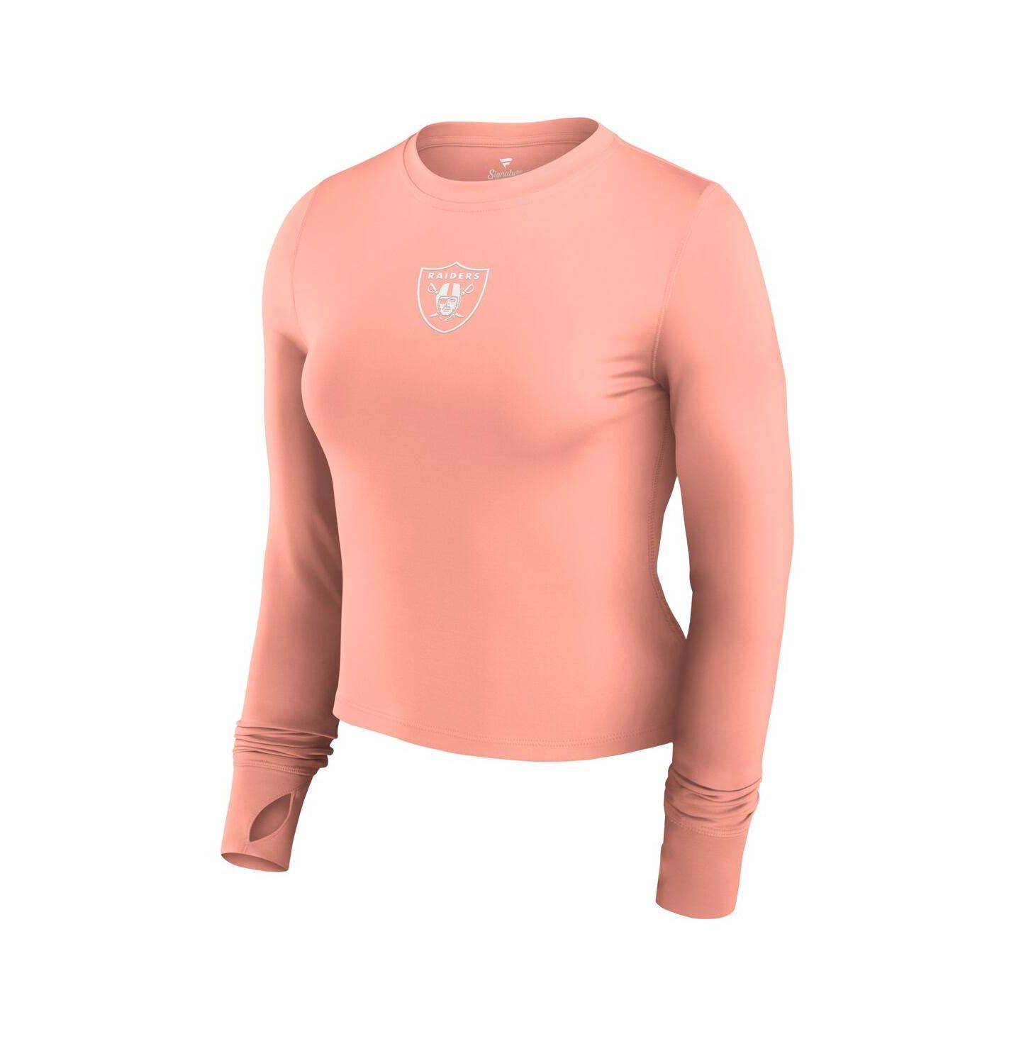 Женский топ Fanatics Coral Las Vegas Raiders Studio Fitted Long Sleeve Gym — фото 3
