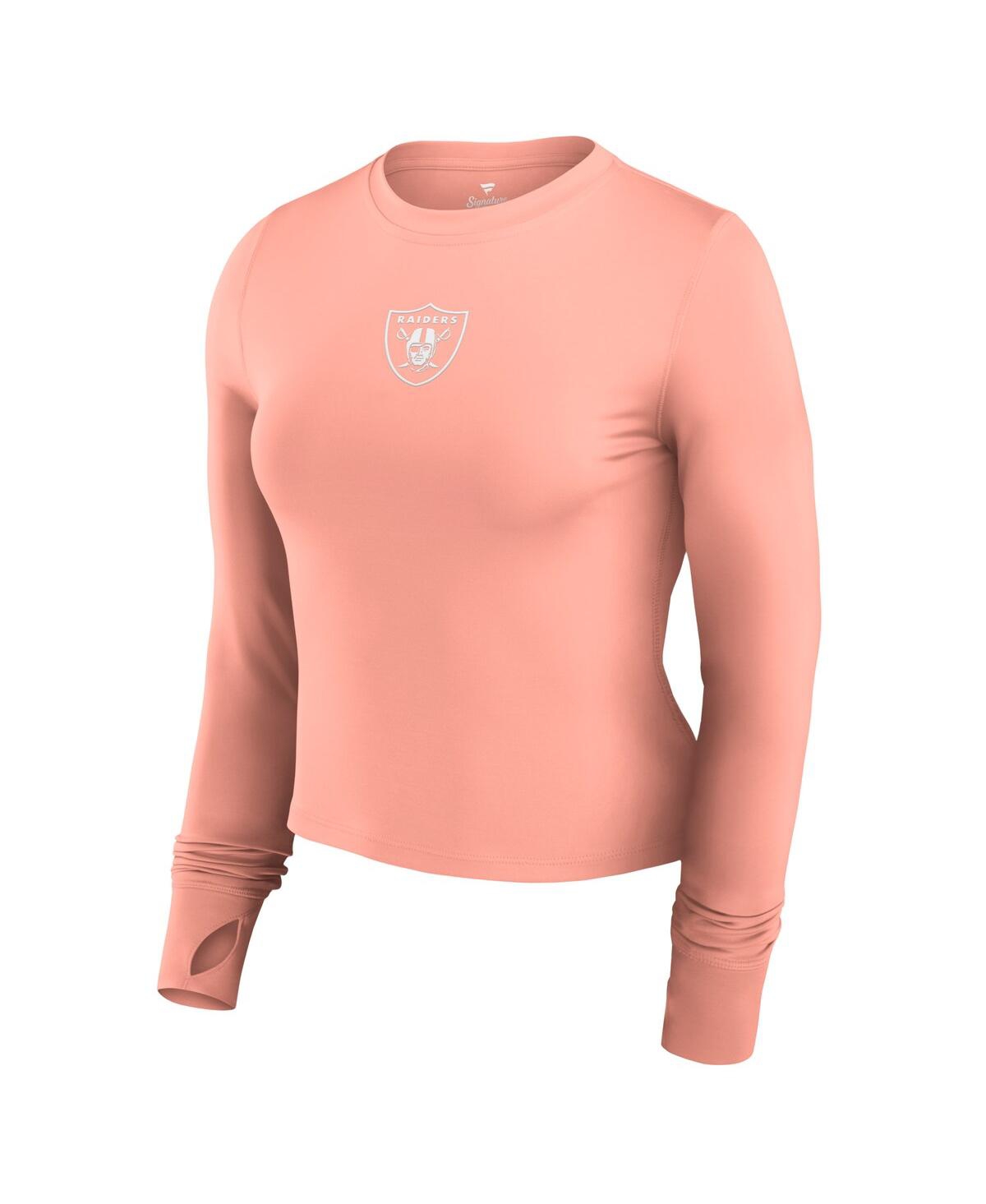 Fanatics Women's Coral Las Vegas Raiders Studio Fitted Long Sleeve Gym Top In Coral