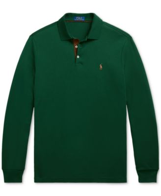 Men's Classic-Fit Long Sleeve Soft Cotton Polo Shirt