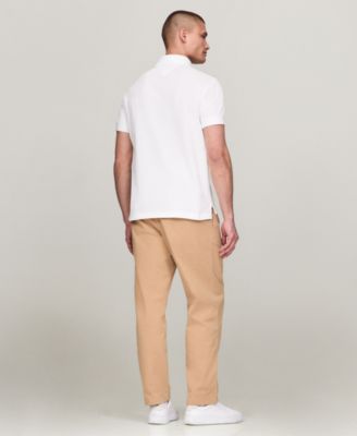 Men's Short Sleeve Embroidered Chest Stripe Polo Shirt