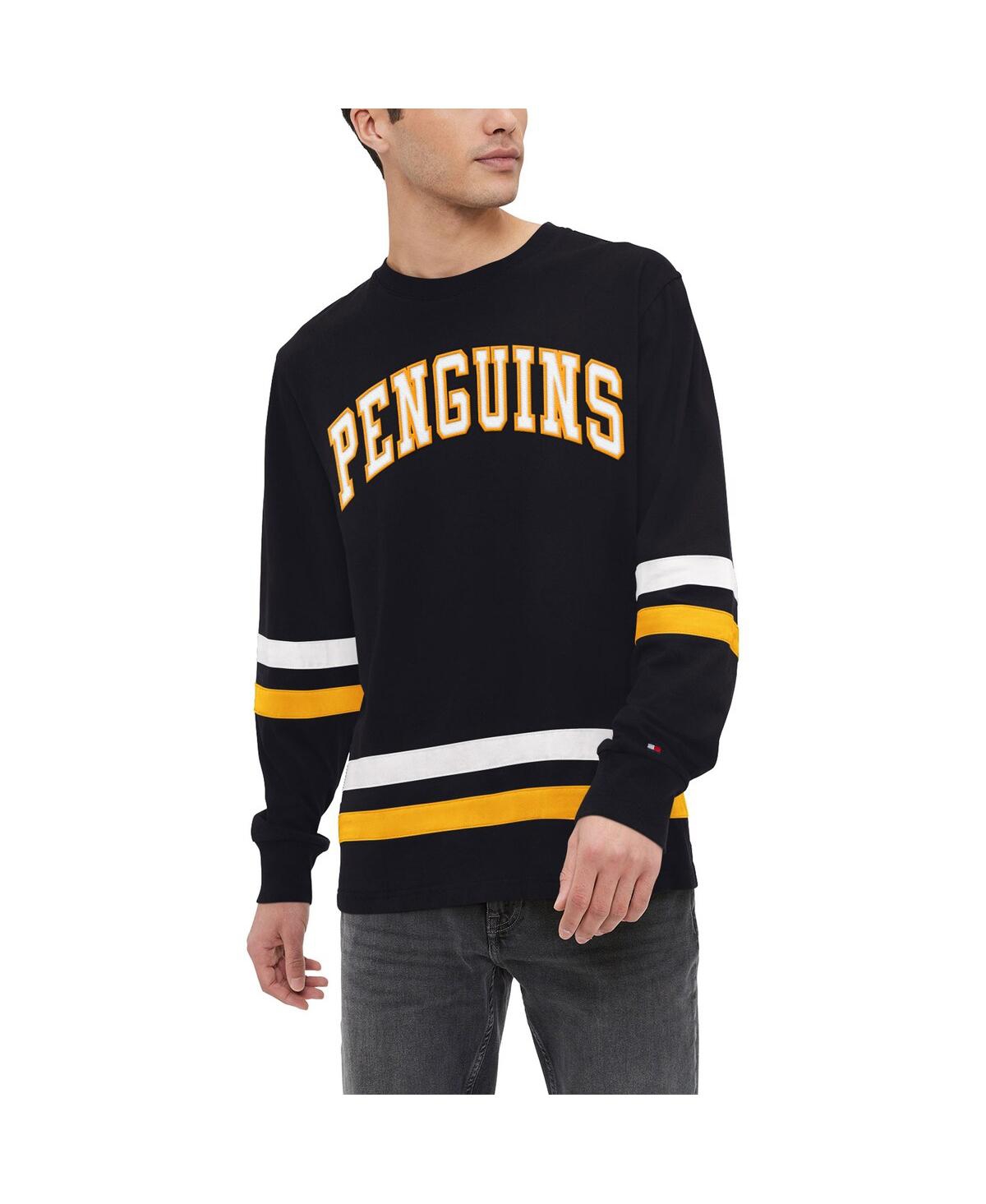 Tommy Hilfiger Men's Black Pittsburgh Penguins Nolan Long Sleeve T-shirt In Black