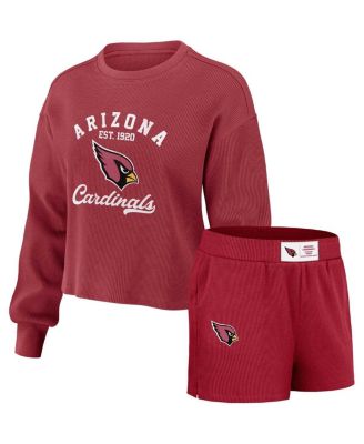 Women's Cardinal Arizona Cardinals Waffle Knit Long Sleeve T-Shirt & Shorts Lounge Set