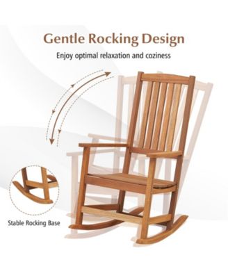 Patio Rocking Chair Ergonomic High-Back Outdoor Rocker with Smooth Rocking Base