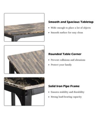 3 Pieces Dining Table Set with Faux Marble Tabletop and 2 Chairs