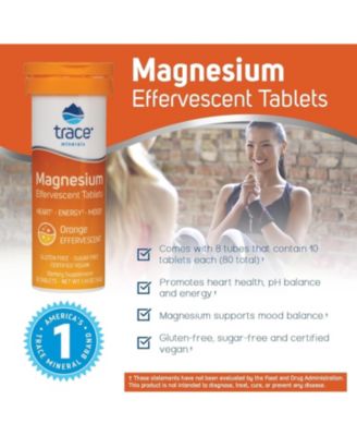 | Magnesium Effervescent Tablets| No Allergies |  Non-GMO, Gluten Free, Sugar-Free, Third Party Tested | Orange | 8 Tubes Contain 10 Tablets Each