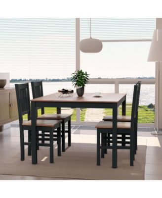 Set of 4 Dining Chair Spindle Back Wooden Legs