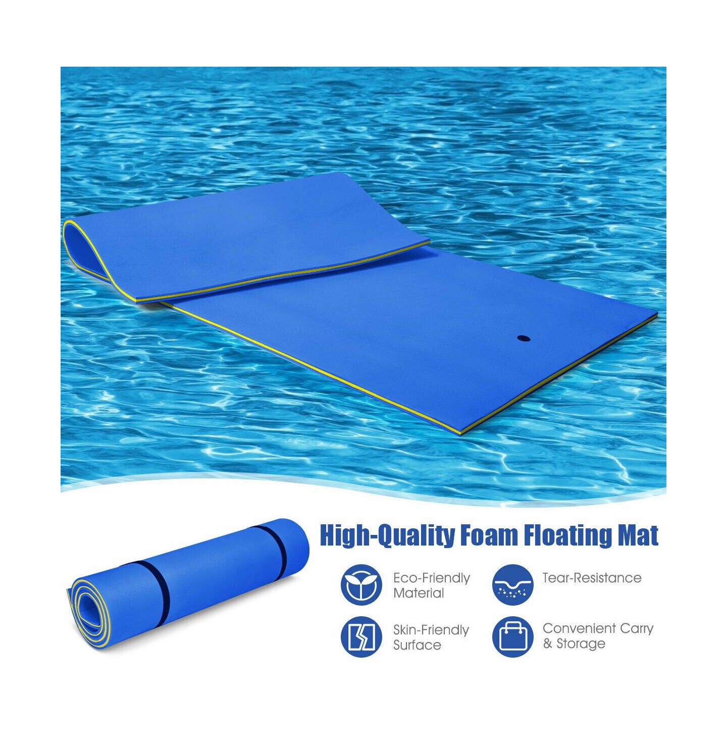 Детская игрушка VEBREDA 12 x 6 Feet 3-Layer Foam Floating Water Pad with Stable Standing, цвет: Синий — фото 5