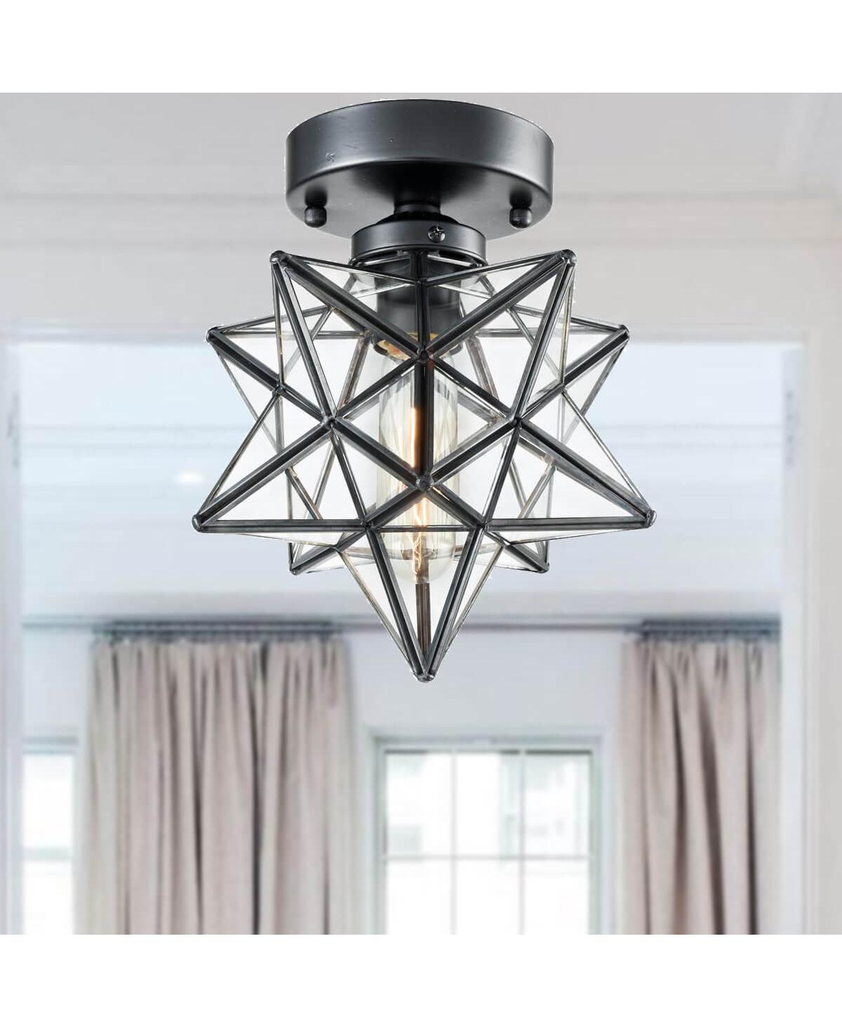 Moose Industrial Moravian Star Ceiling Light with Clear Glass 8 Inches