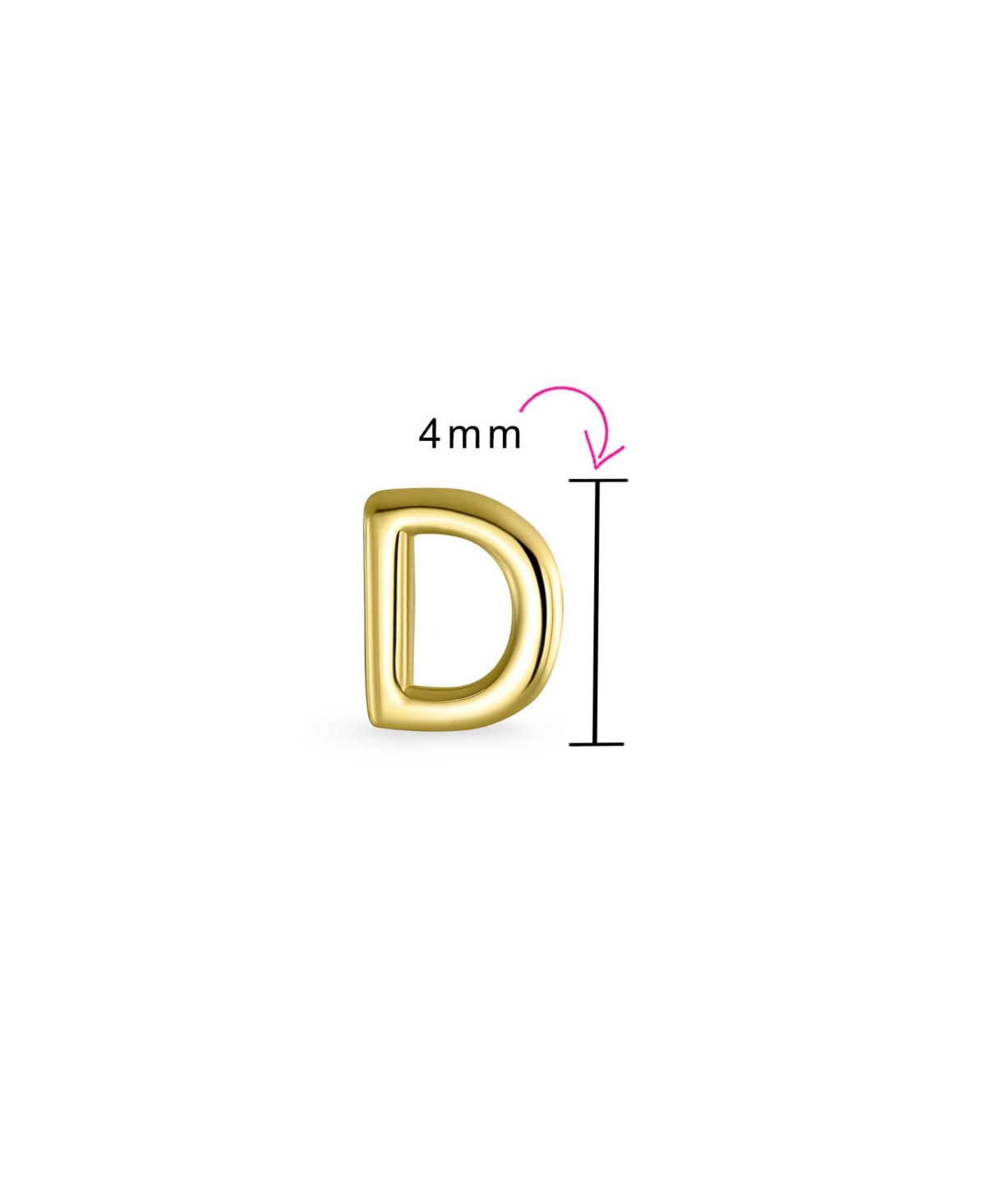 Bling Jewelry Unisex Abc Minimalist Yellow 14K Gold Capital Block Alphabet Letter Initial Cartilage Ear Lobe Piercing 1 Piece Stud Earring Screw Back