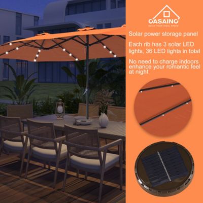 Outdoor Double-Sided Patio Umbrella with Base 36 LED Light Market Umbrella with Cover