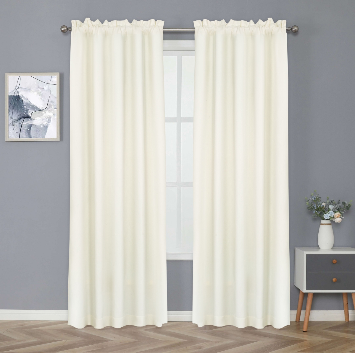 Kate Aurora Basic Drape Woven Jacquard Thermal Curtain Panel - Gray