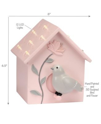 Petals Pink/Gray Birdhouse Table Top Night Light LED Lamp