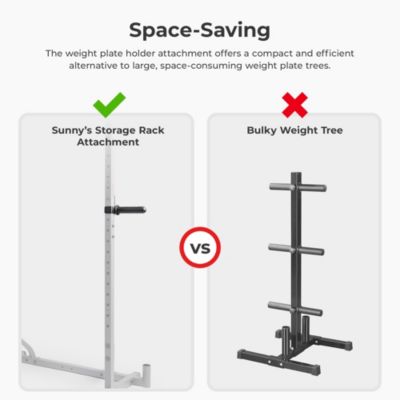 Adjustable Weight Plate Storage Rack Attachment Accessory– Fits 1” and 2” Inch Olympic Style Weight Plates