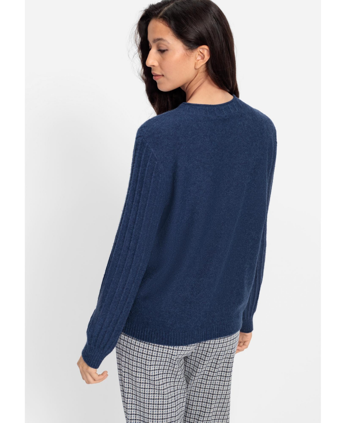 Olsen Women's Solid Boat Neck Rib Knit Sweater - Dark indigo denim mel