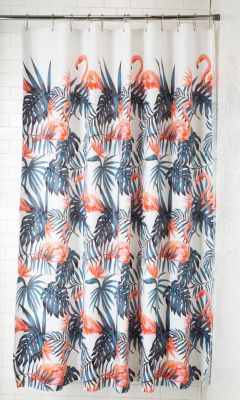 Tropical Flamingoes Peva Vinyl Eco Friendly Shower Curtain - Standard Size