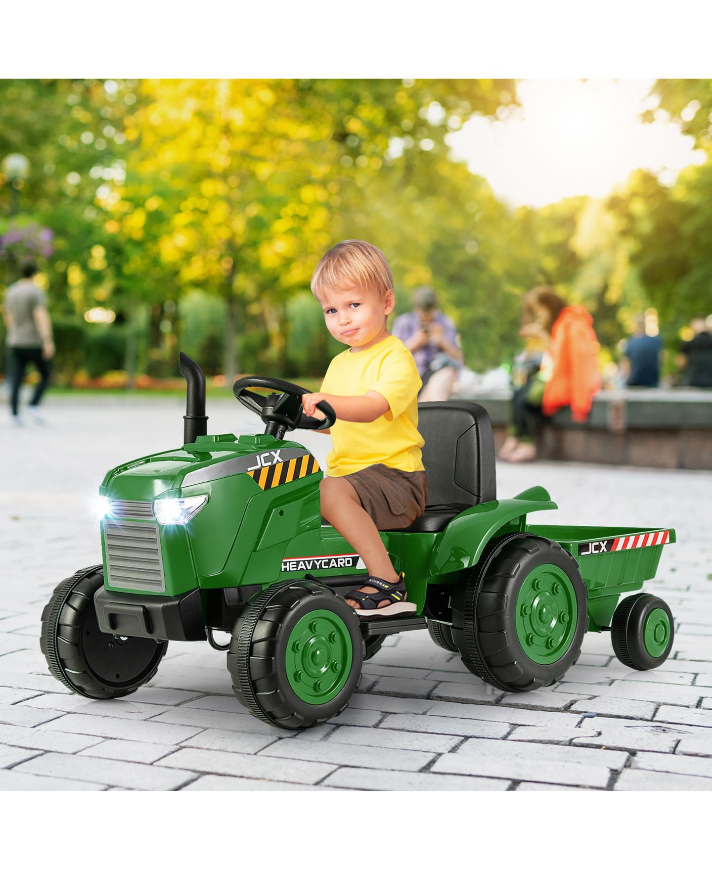 Детская игрушка Gymax 2-in-1 Electric Tractor with Trailer Remote Control Ride-On, 66 lbs. Capacity, Ages 3+, цвет: Чёрный — фото 10