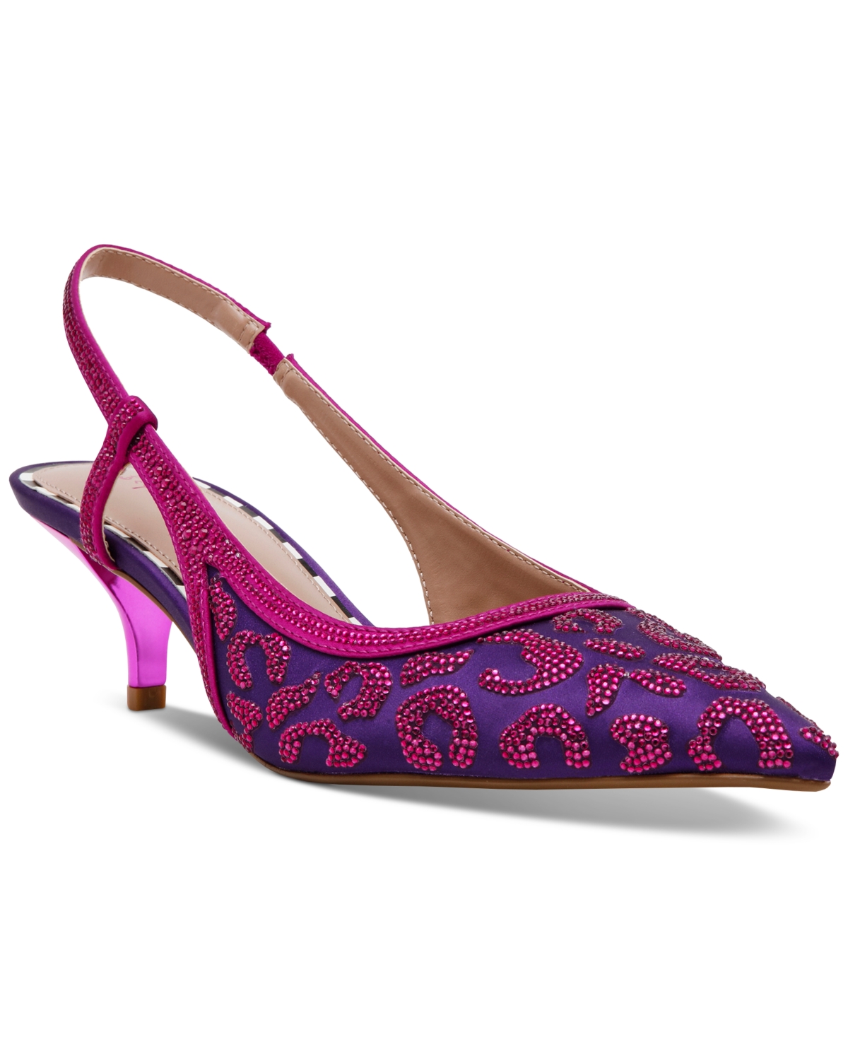 BETSEY JOHNSON WOMEN'S NAHLA POINTED-TOE SLINGBACK KITTEN-HEEL PUMPS 