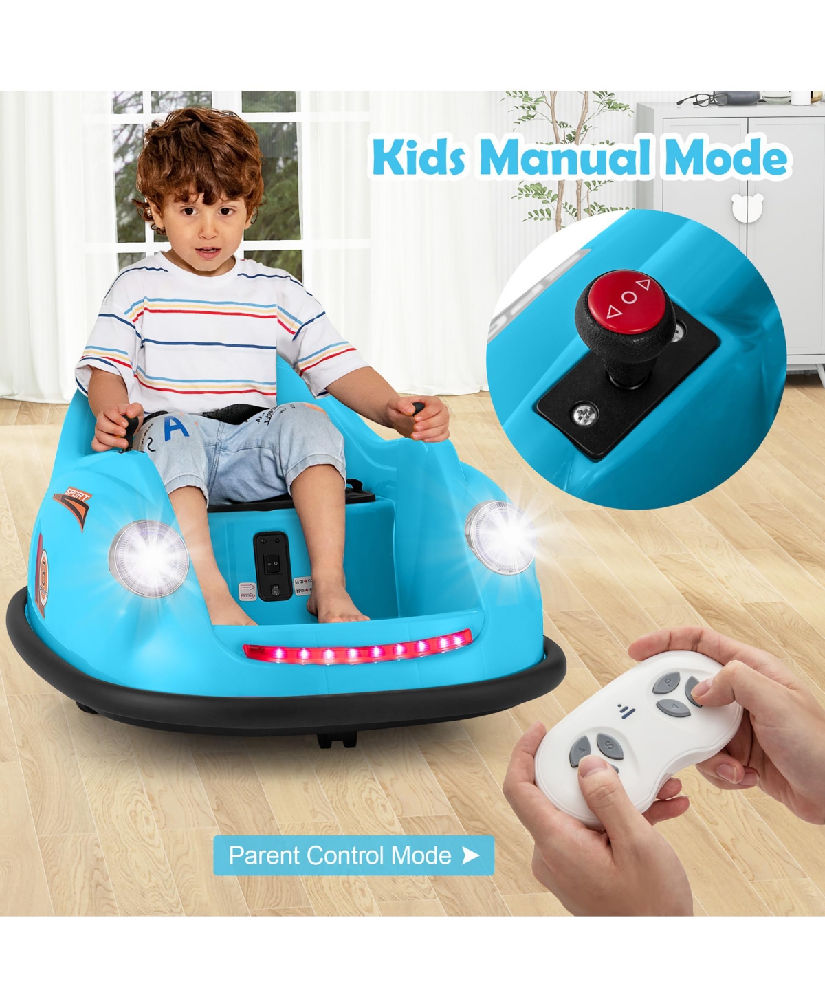 Gymax 12V Electric Kids Ride on Bumper Car Battery Powered Bumping w/ Remote Control Pink