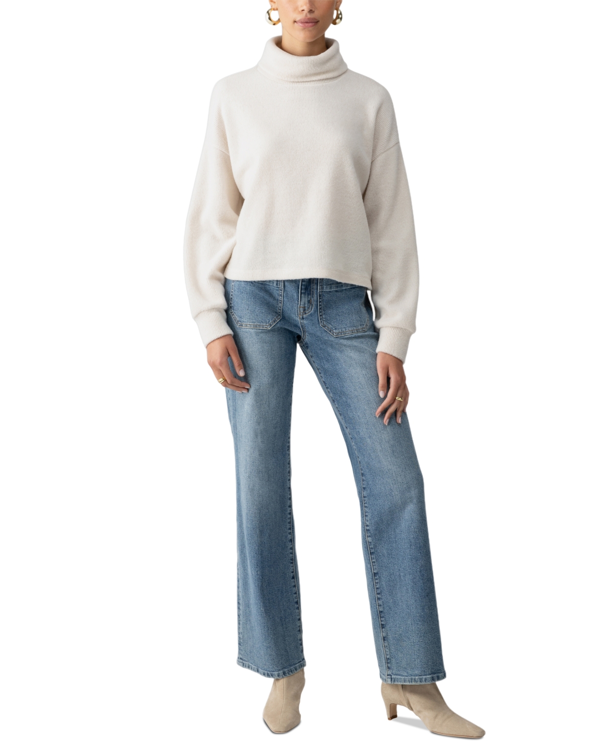 Sanctuary Women's Everyday Cozy Drop-Shoulder Turtleneck Sweater