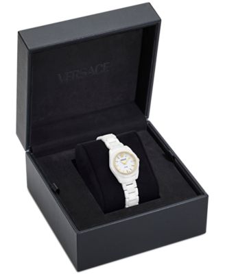 Women's Swiss DV One Mini White Ceramic Bracelet Watch 28mm