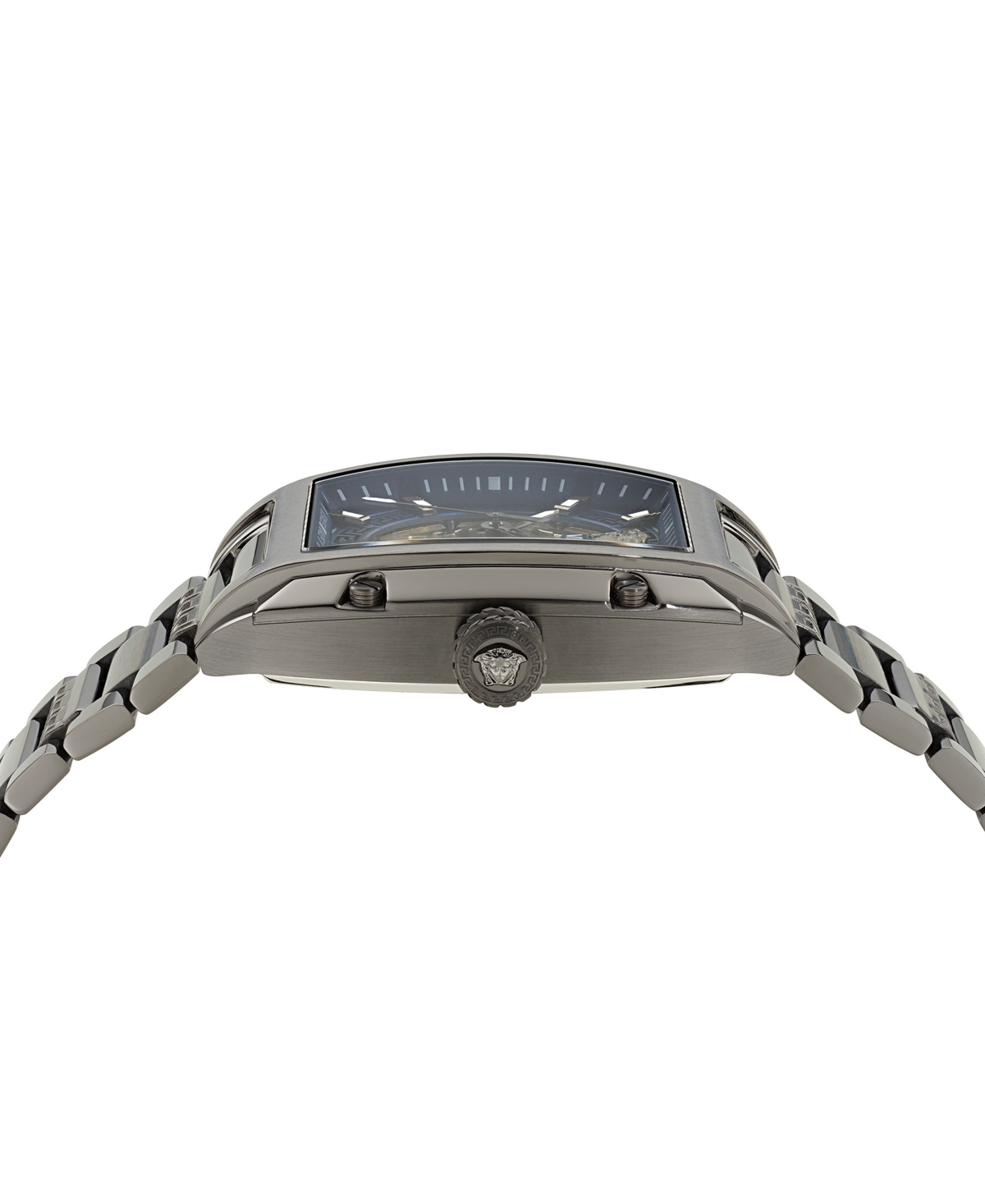 Versace Men's Swiss Automatic Gunmetal Ion Plated Stainless Steel Bracelet Watch 42x50mm In Gun