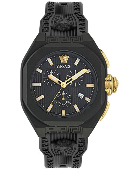 Мужские часы Versace Swiss Chronograph Black Silicone Strap Watch 44mm