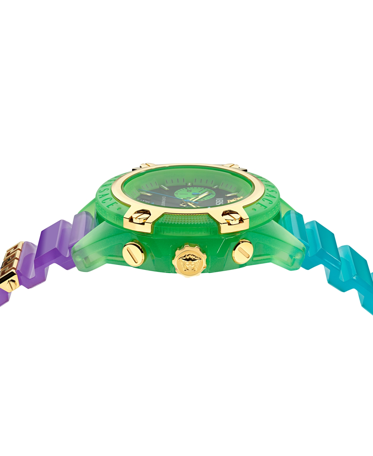 Versace Men's Swiss Chronograph Multicolor Transparent Strap 44mm In Green
