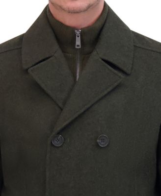 Men's Wool Blend Peacoat with Bib Coat