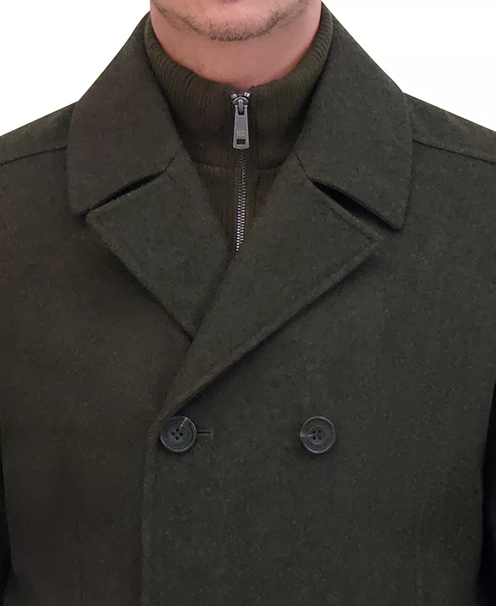 Men's Wool Blend Peacoat with Bib Coat - thumbnail 9
