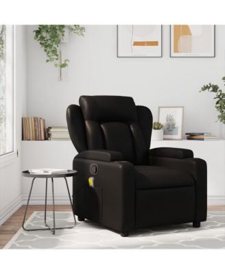 Massage Recliner Chair Black Faux Leather