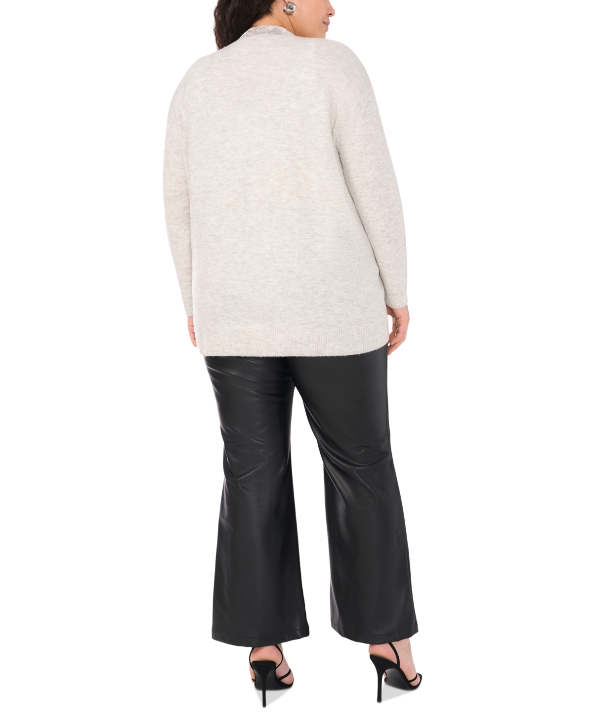 Vince Camuto Plus Size Rhinestone-Trim Cardigan Sweater, Created for Macy's