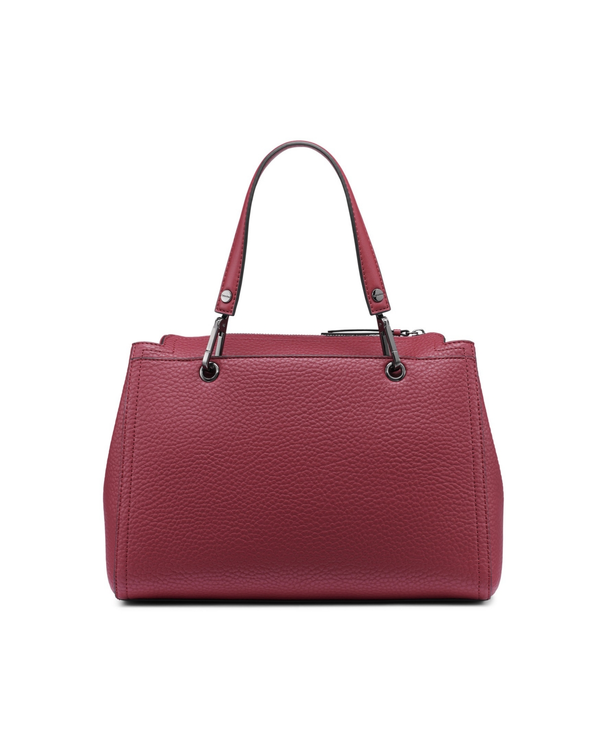CALVIN KLEIN GARNET TRIPLE COMPARTMENT TOP ZIPPER SATCHEL 