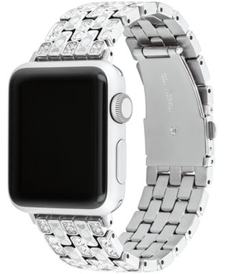 Women's Silver Stainless Steel with Crystals Apple Watch Strap for 38mm, 40mm, 41mm