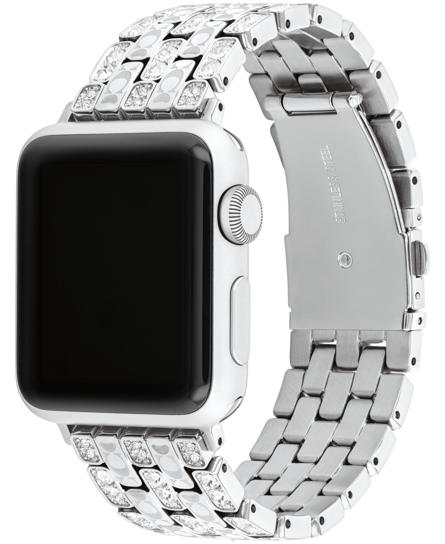 Женские ремешки для часов COACH Silver Stainless Steel with Crystals Apple Watch Strap for 38mm, 40mm, 41mm — фото 2