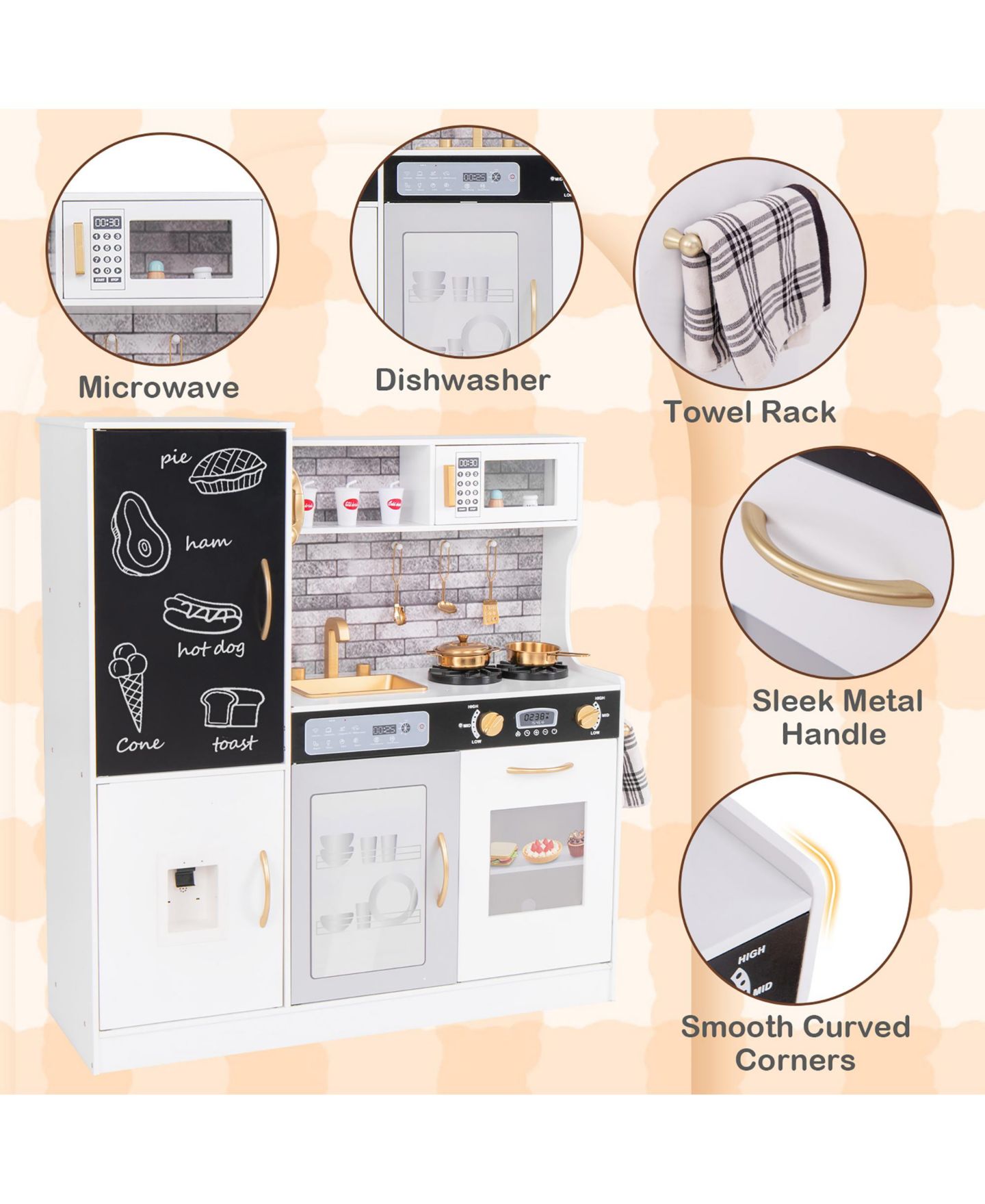Детская игрушка Gymax Light-Up Play Kitchen, Ages 3+, цвет: Чёрный — фото 6