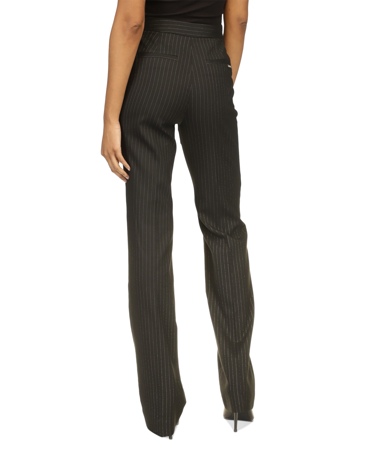 Michael Michael Kors Women's Pinstriped Boot-Cut Trousers - Black  Silver