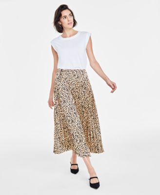 Womens Knit T Shirt Pleated Midi Skirt Created For Macys