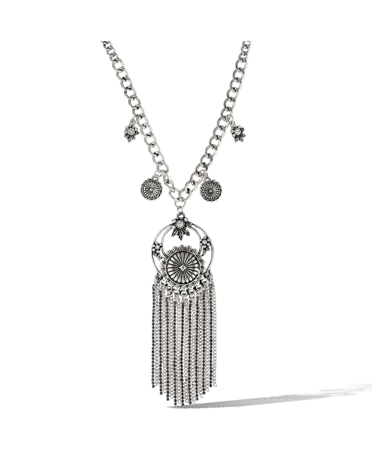 Tassel Statement Necklace - Silver tone