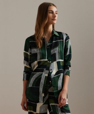 Lauren Ralph Lauren - Women's Classic-Fit Geo-Print Charmeuse Shirt