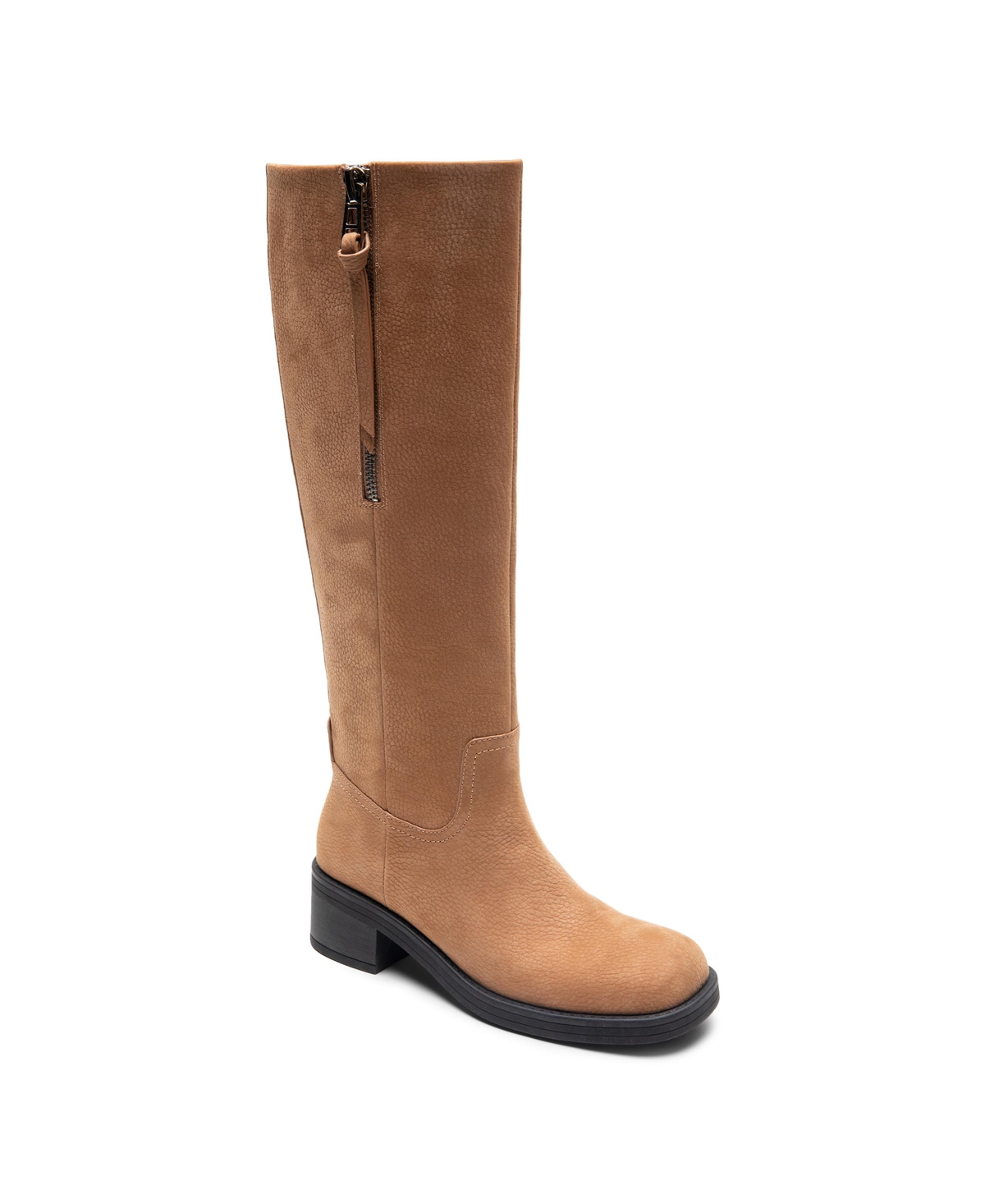 Aerosoles Women's Morisson Block Heel Tall Boots In Camel Pebbled Nubuck