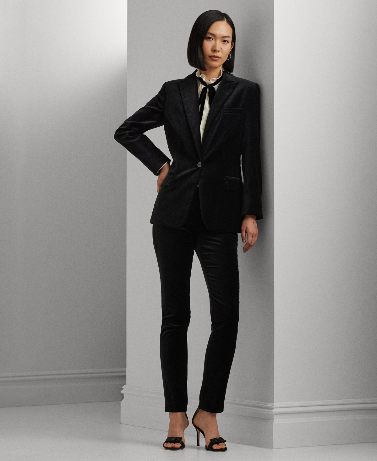 Lauren Ralph Lauren Women's Stretch Velvet Skinny Ankle Pants, Regular & Petite