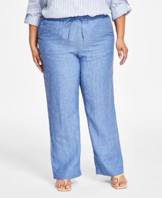 Plus Size 100% Linen Pants, Exclusively at Macy's