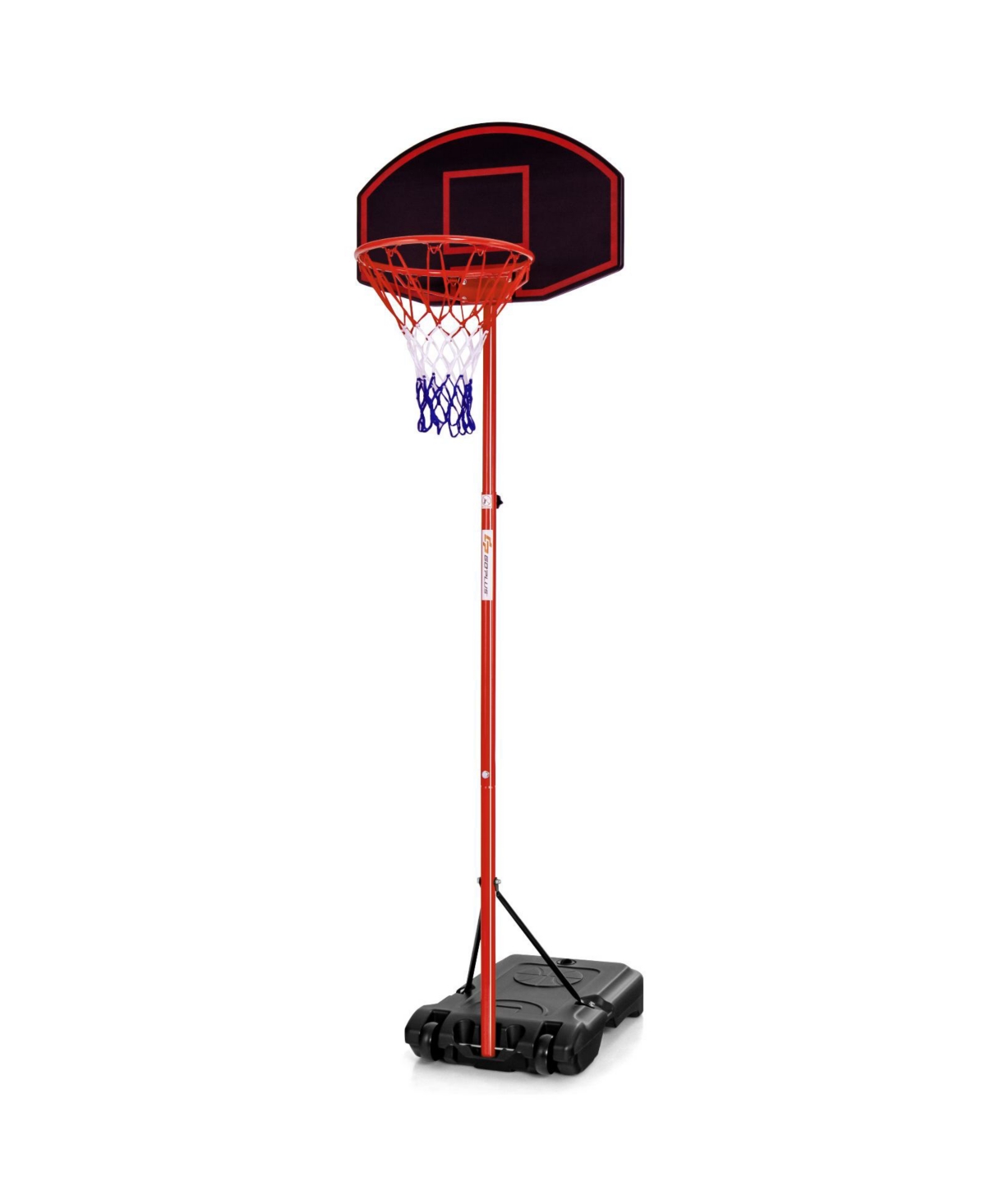 Adjustable Basketball Hoop System Stand Portable with 2 Wheels Fillable Base - Red