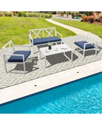 4 Pieces Outdoor Conversation Set with Sturdy Steel Frame