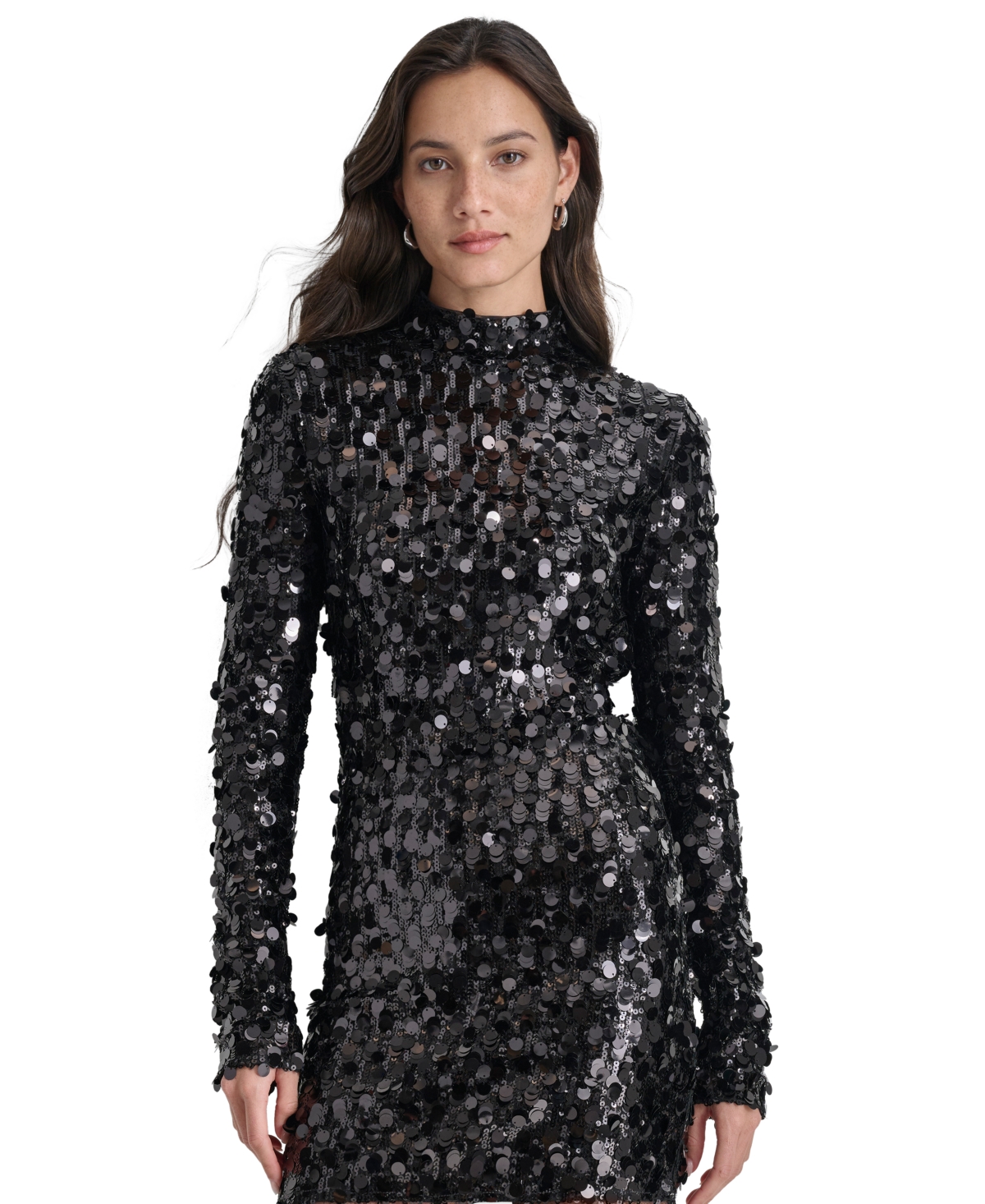 Dkny Jeans Women's Sequin & Paillette Embellished Long-Sleeve Top - BLK - BLACK