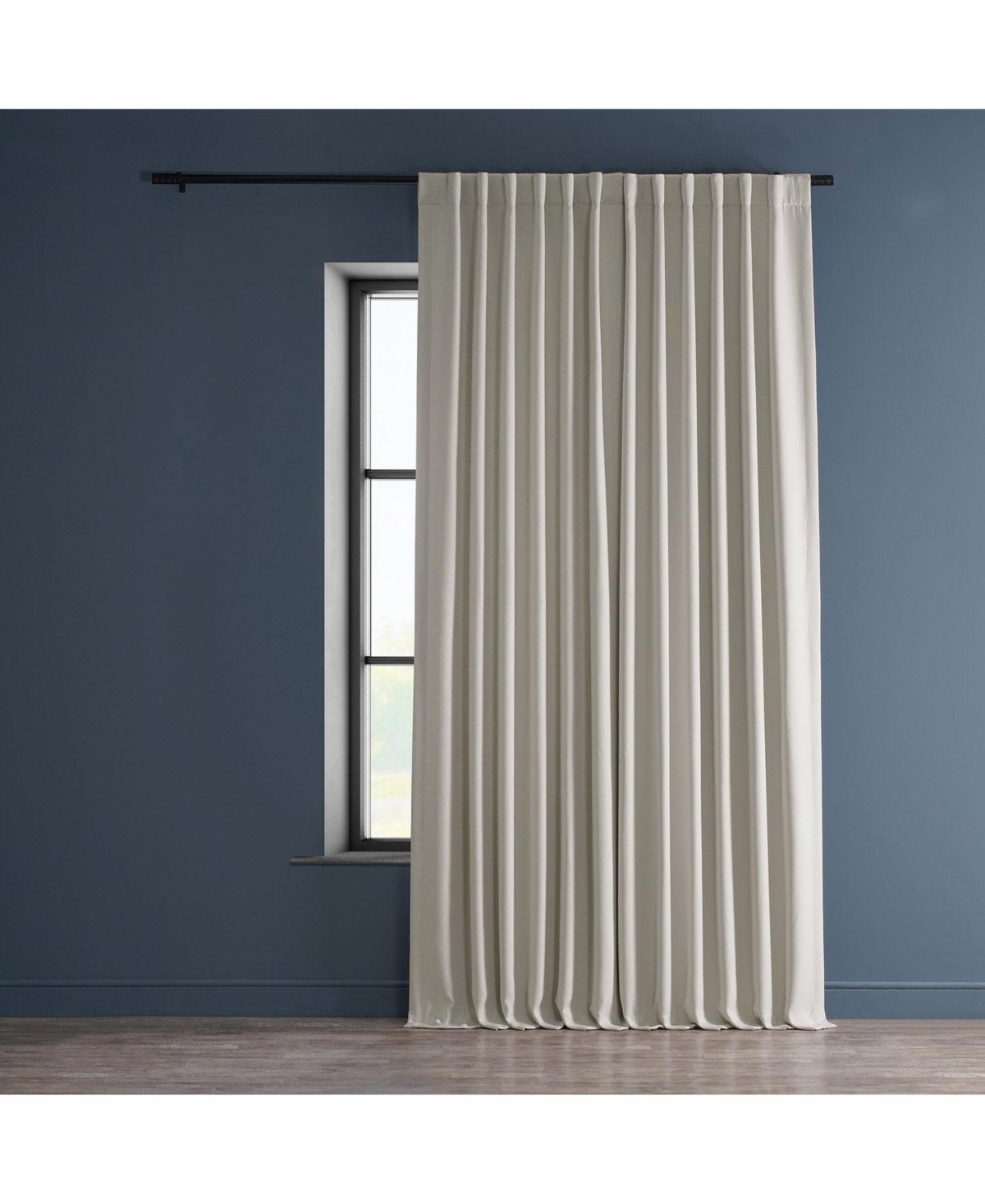 Half Price Drapes Birch Extra Wide Textured Faux Linen Room Darkening Curtain In Cream