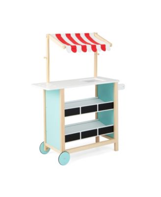 Kids Wooden Ice Cream Cart with Chalkboard and Storage