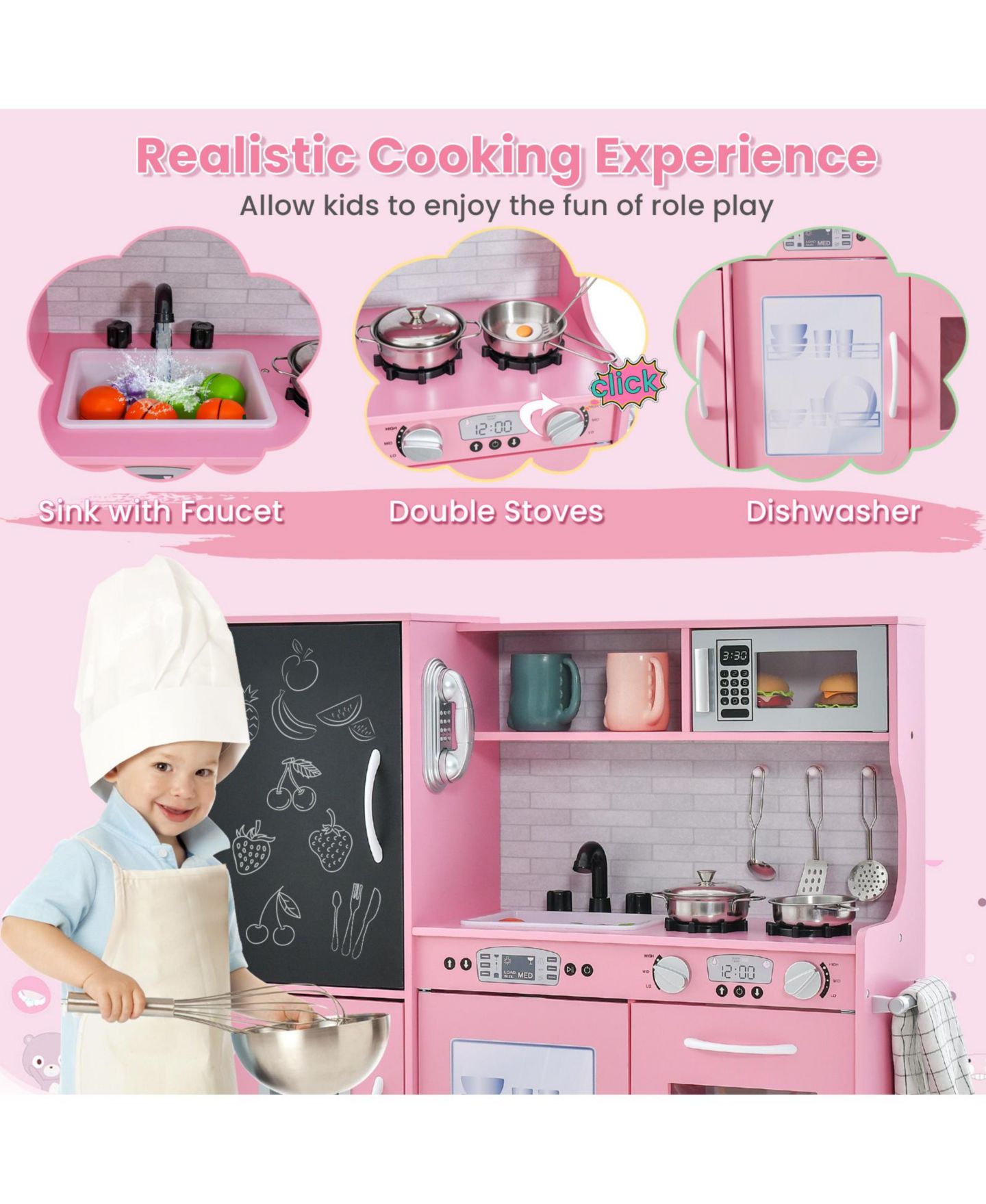 Детский игровой набор SUGIFT Toddler Kitchen Interactive Blackboard Playset, Ages 3-6 — фото 5